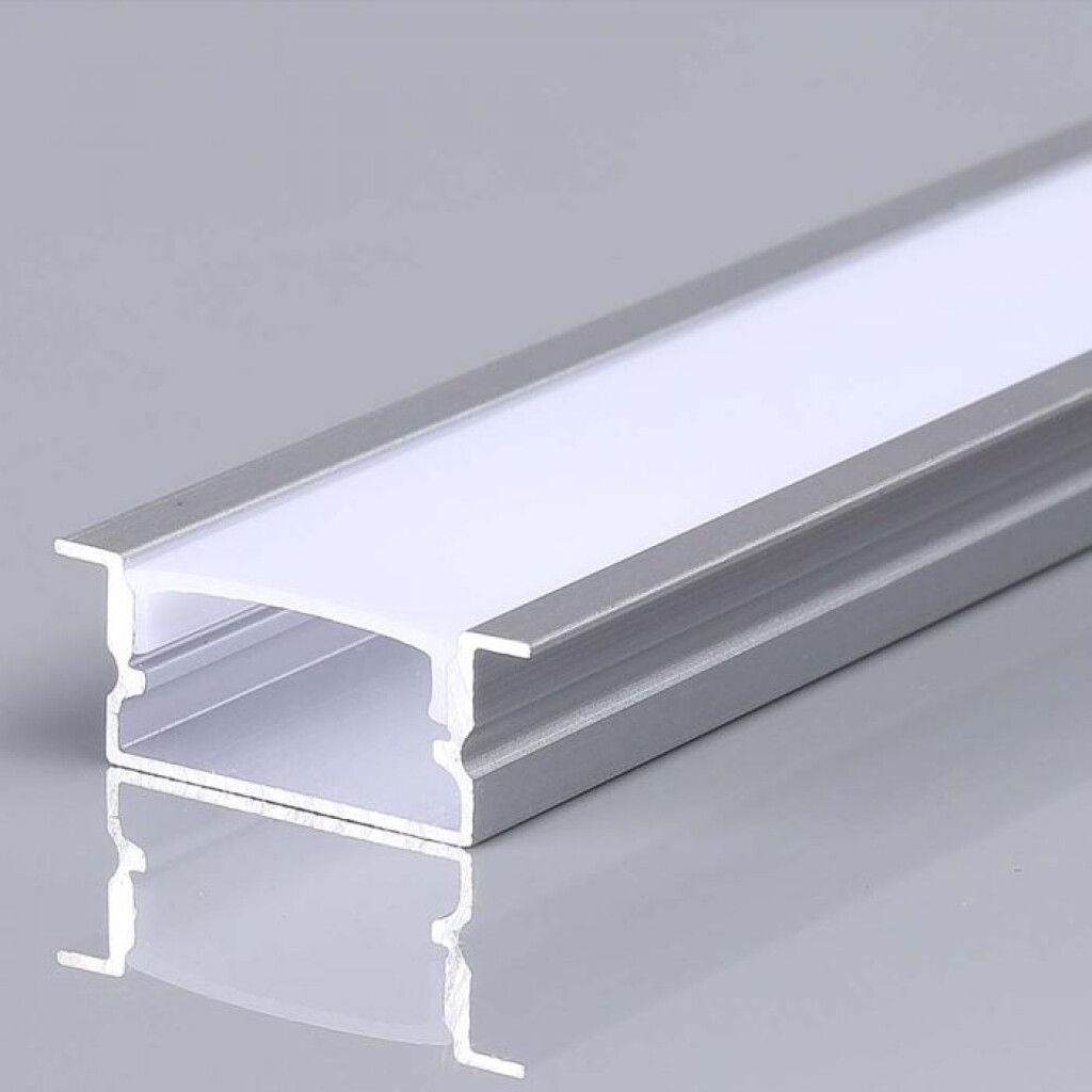 profilo in alluminio v-tac vt-8203 da incasso per strip led 12,4 mm con diffusore satinato