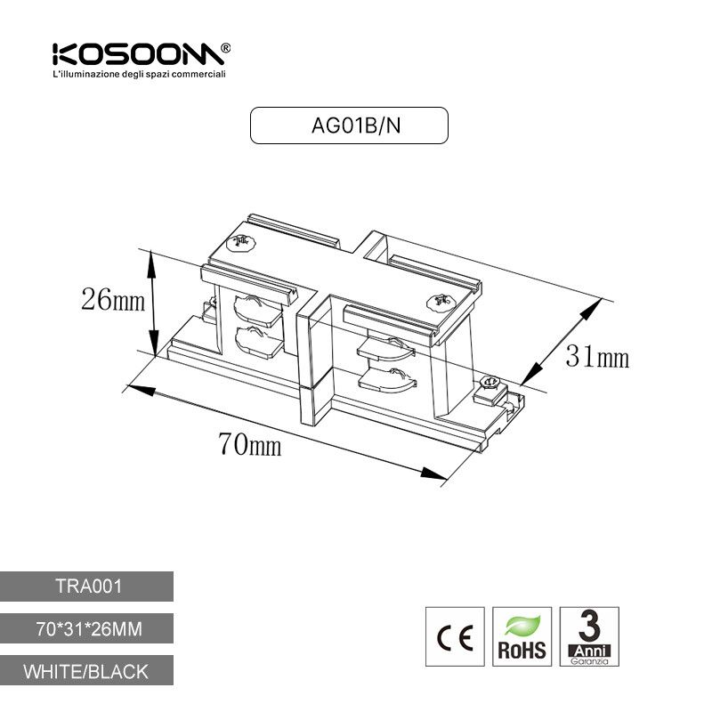mini giunto lineare trifase kossom ag01n nero - dettaglio 2