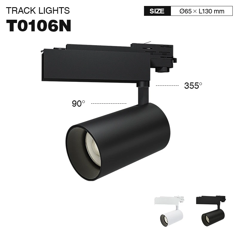 faretto led binario trifase kossom t0106n 20w nero 3000k 36°
