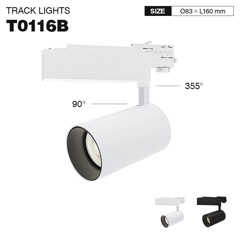 faretto led per binario trifase kossom t0116b 40w bianco 3000k