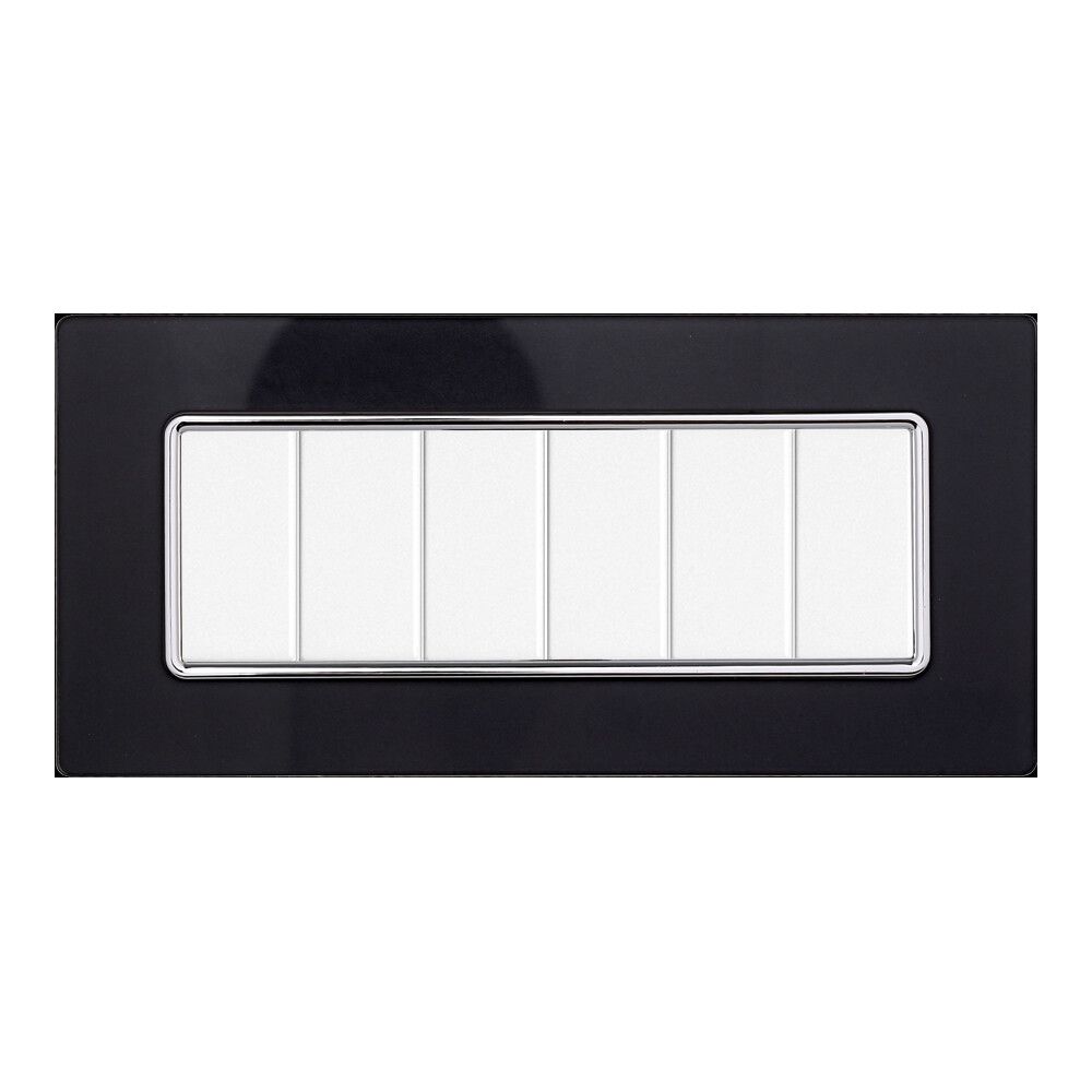 placca in vetro ettroit solar mt84610 6 moduli acciaio scuro compatibile matix