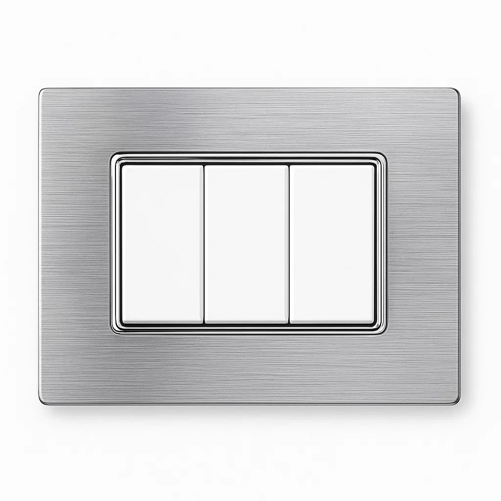 placca alluminio ettroit solar mt86317 3 posti silver lucido compatibile bticino matix