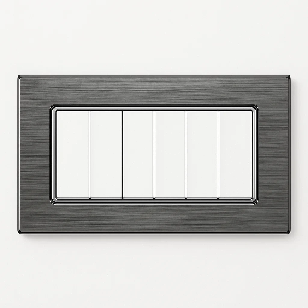placca alluminio 6 posti ettroit solar mt86606 silver compatibile matix