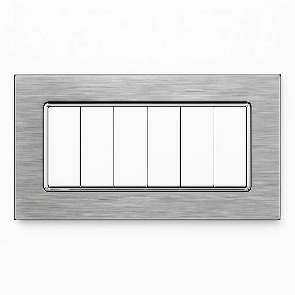 placca alluminio 6 posti ettroit mt86617 silver lucido compatibile matix