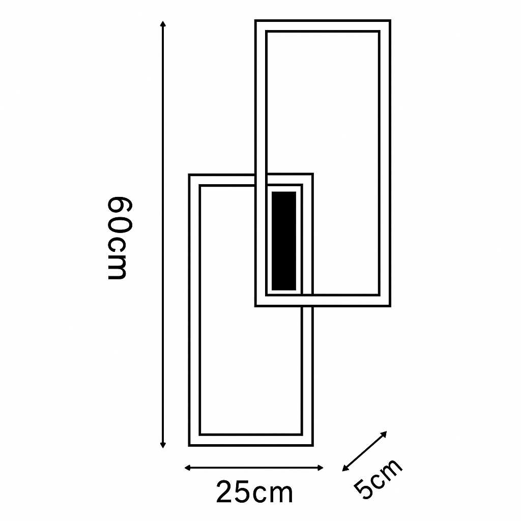 applique led universo 3 color aq25-n3c doppio rettangolo 32w nero - dettaglio 2
