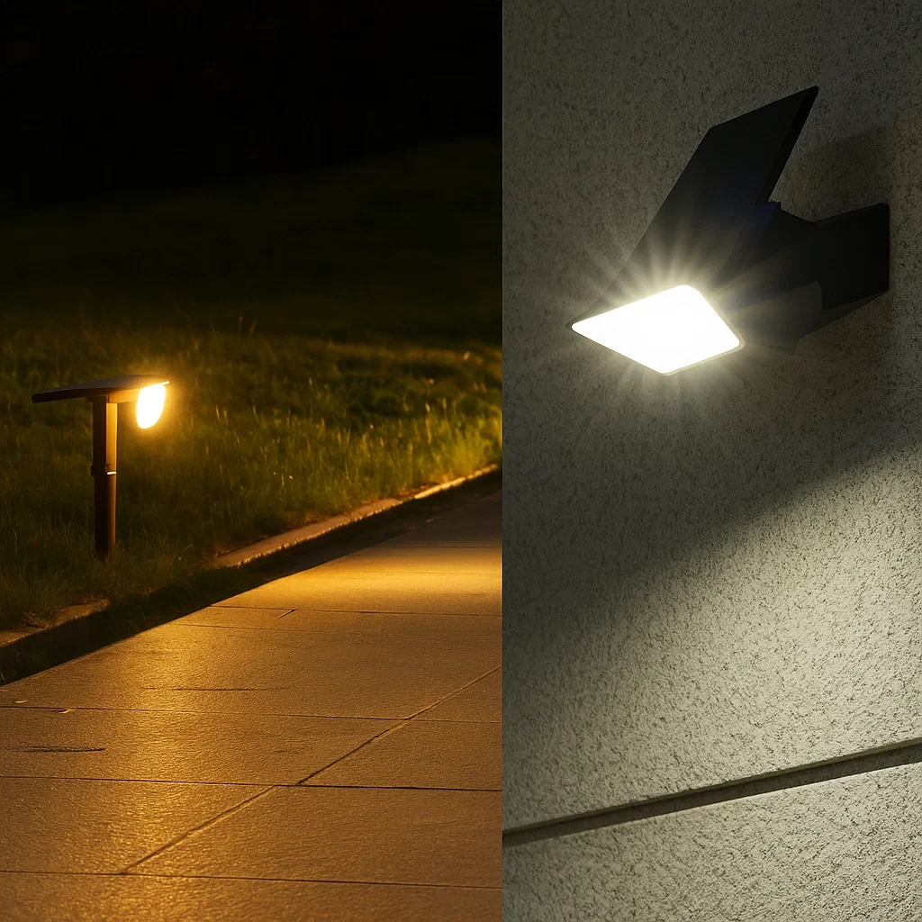 faretto led solare universo yh0514 3,5w con picchetto e fissaggio a muro