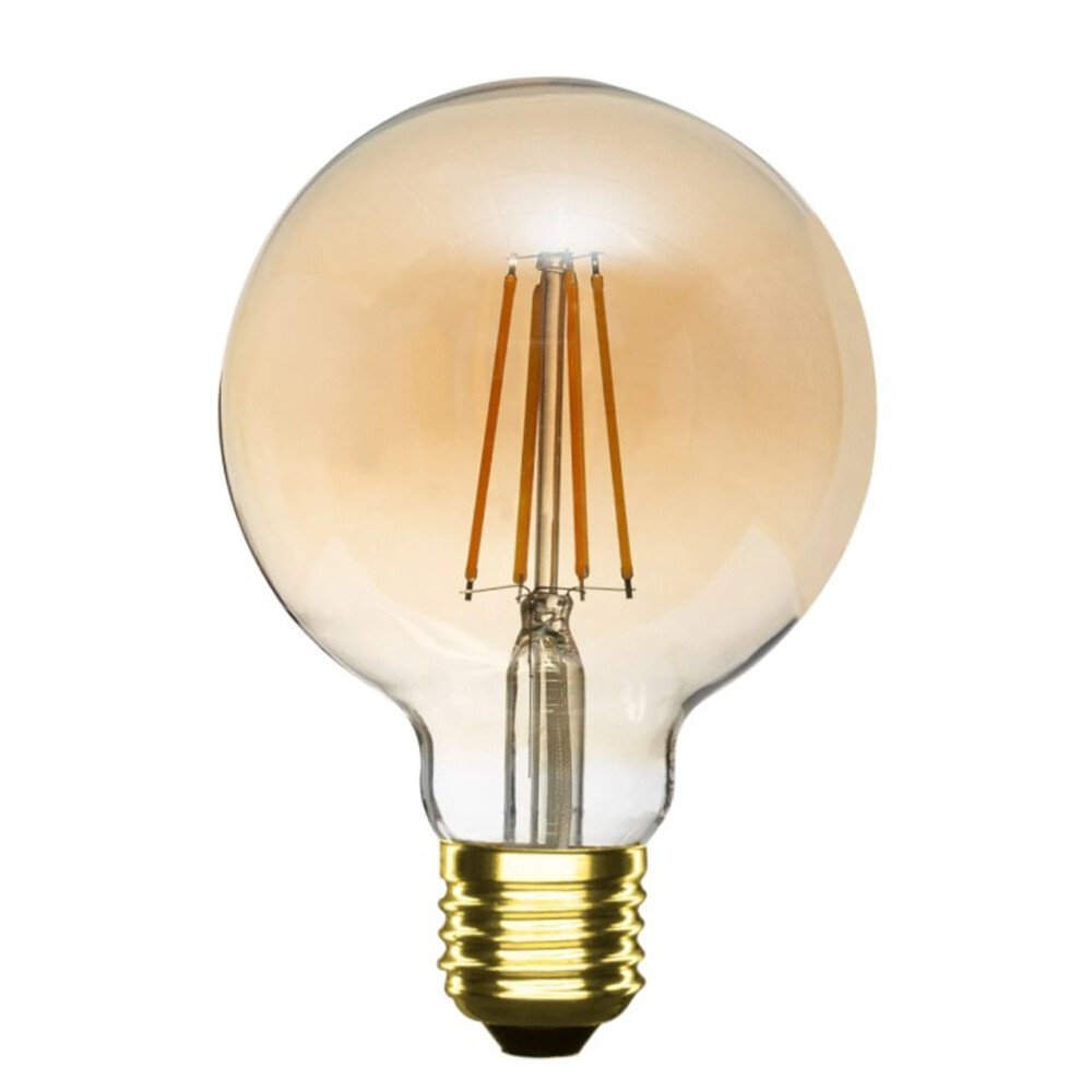 lampadina led a filamento universo g125-oc 8w e27 vetro ambrato