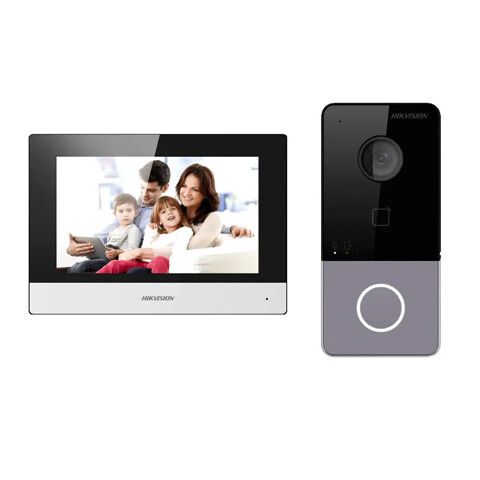 kit videocitofonico ip hikvision ds-kis603-p con monitor touch 7 pollici e wi-fi