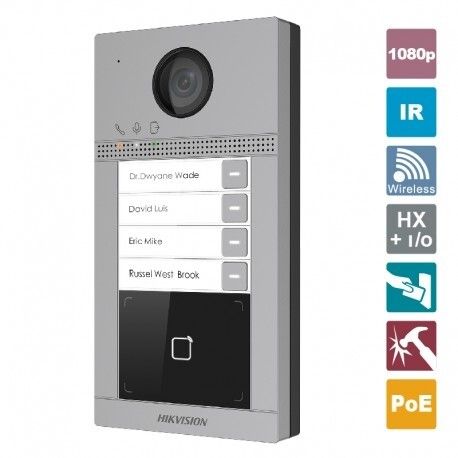 posto esterno videocitofonico ip hikvision ds-kv8413-wme1(c) 4 pulsanti poe