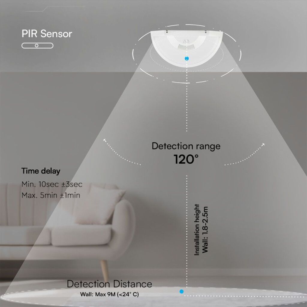 plafoniera led v-tac vt-81005 10w 4000k con sensore pir - dettaglio 3