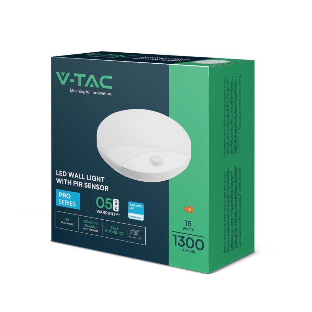plafoniera led v-tac vt-81004 15w con sensore pir e cct 3 in 1 - dettaglio 2