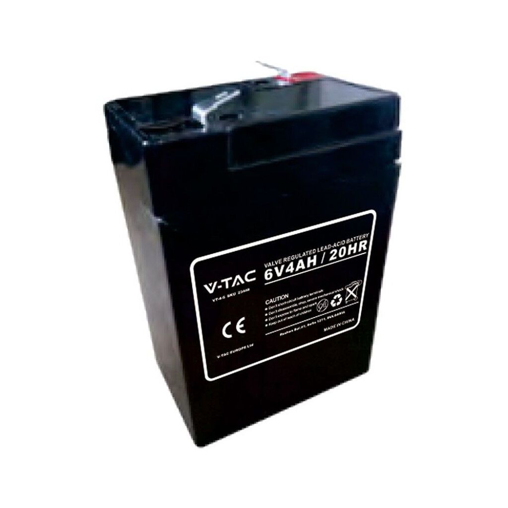 batteria al piombo acido v-tac vt-4-6 6v 4ah terminali t1