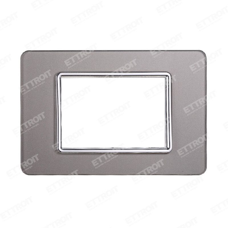 placca in vetro ettroit starlight ev84306 3 moduli silver compatibile vimar plana