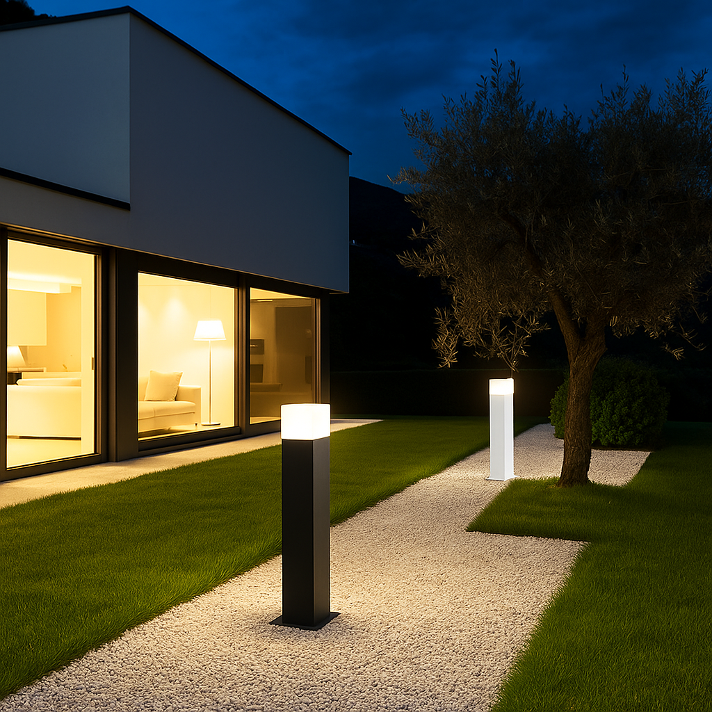paletto da giardino universo b440 e27 ip44 bianco o nero