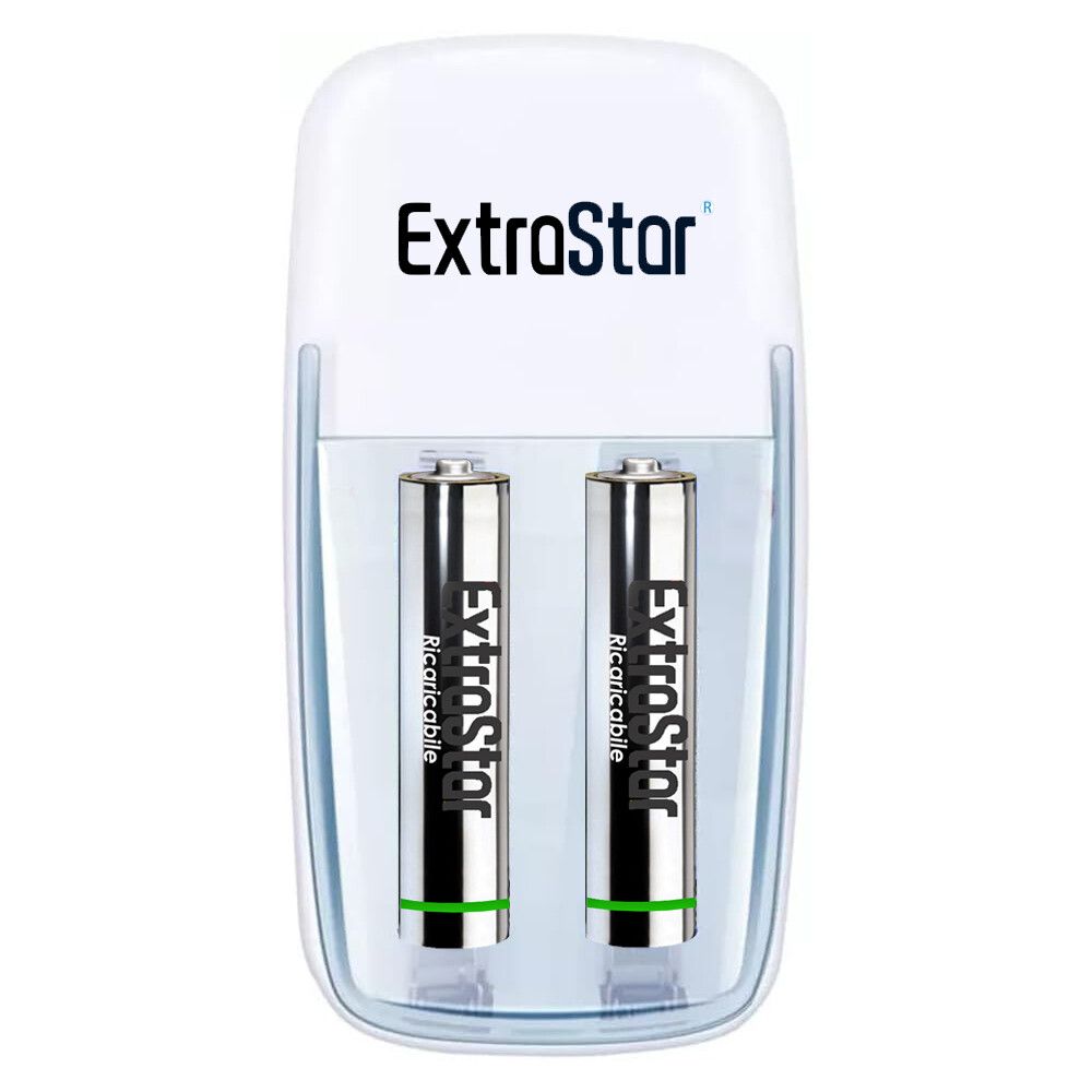 caricabatterie extrastar con 2 batterie ricaricabili
