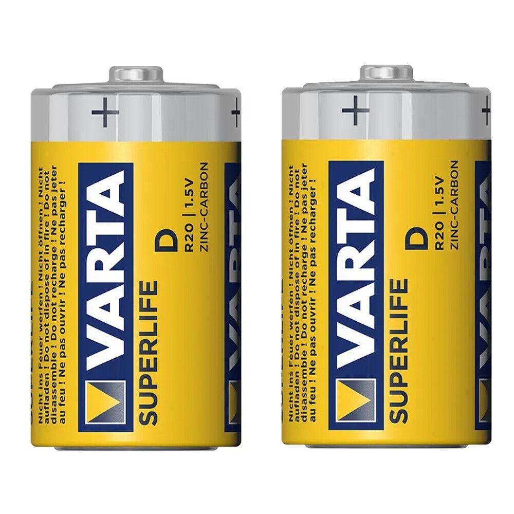 pila torcia varta superlife d r20 1,5 v zinco-carbone blister 2 pezzi