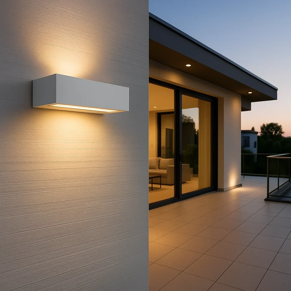 applique led da esterno universo 176-b3c biemissione bianca 14w cct