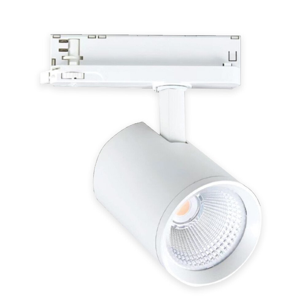 Faretto LED Binario Trifase 30W - Bianco Naturale 4000K, 2400 Lumen, Alluminio E PC - Foto 5