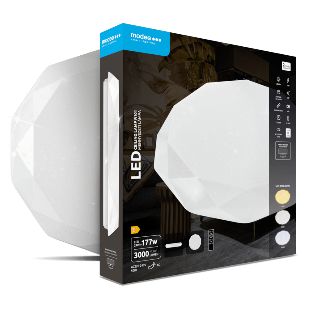 plafoniera led modee s-r101 24w 3cct dimmerabile con telecomando