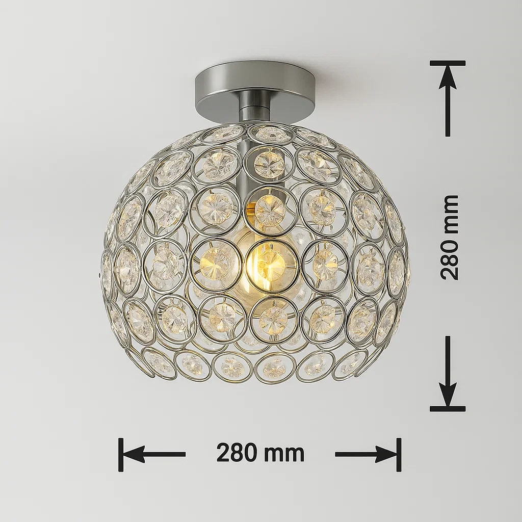 lampadario universo c23-n a soffitto con sfere in cristallo e attacco e27 nero - dettaglio 2