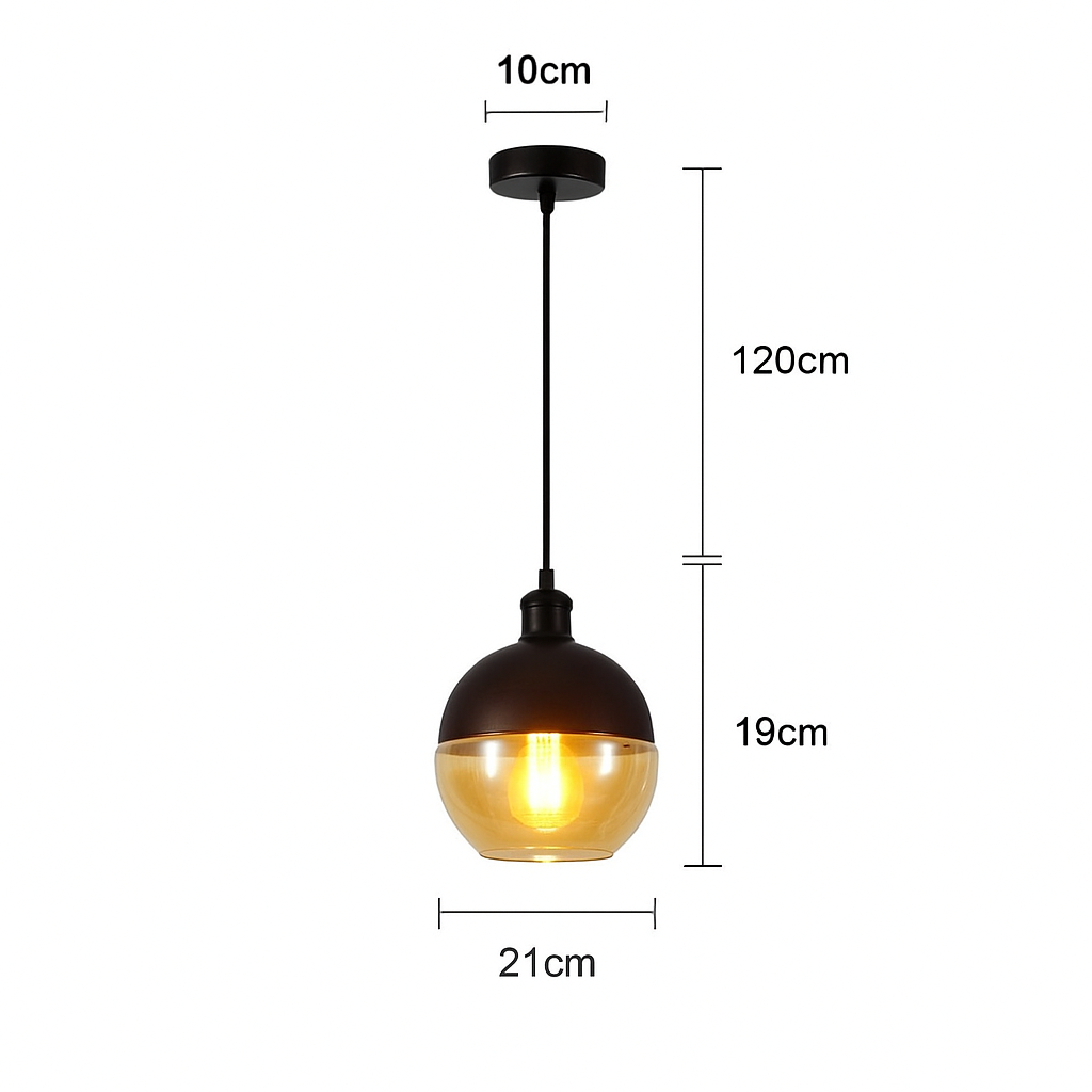 lampadario a sospensione universo lp-12-n e27 vetro ambrato - dettaglio 3