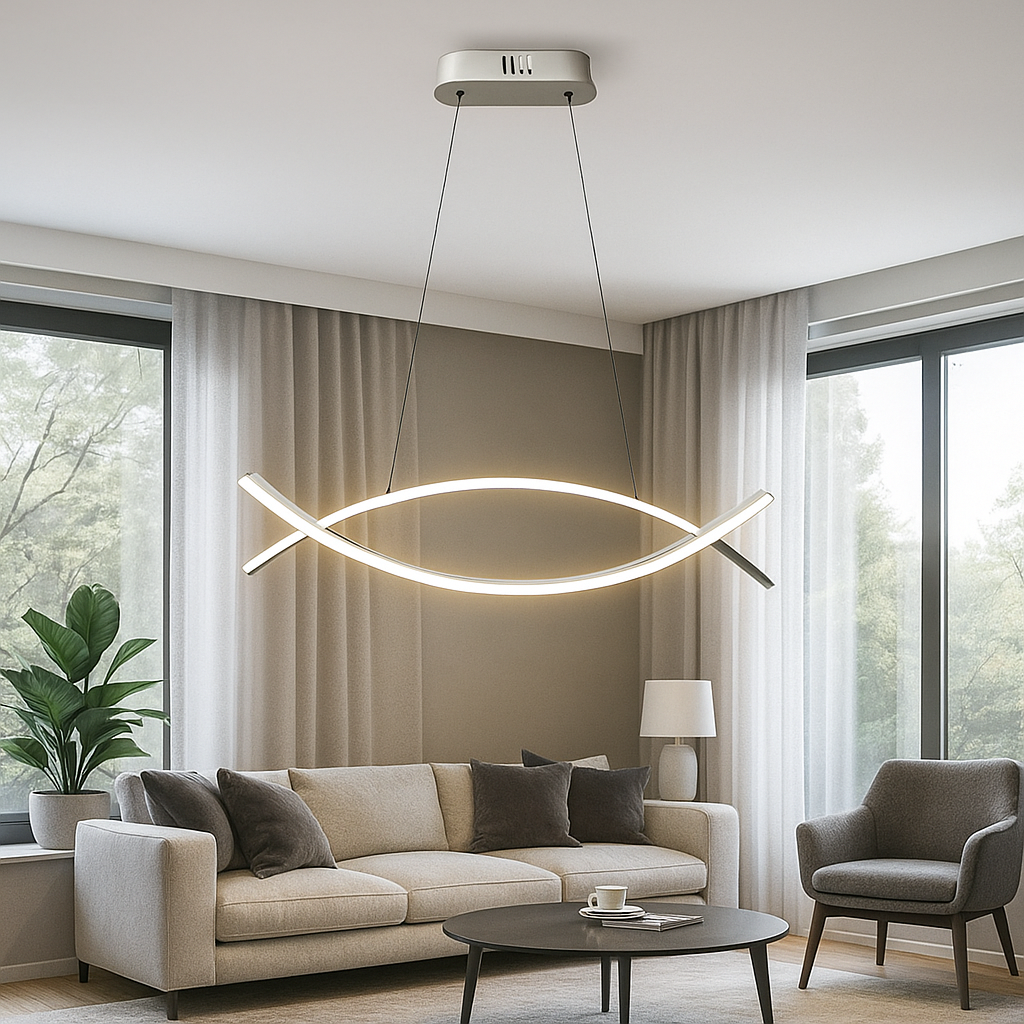 lampadario led universo 3 color lp-27-b3c 42w a sospensione con 2 linee curve