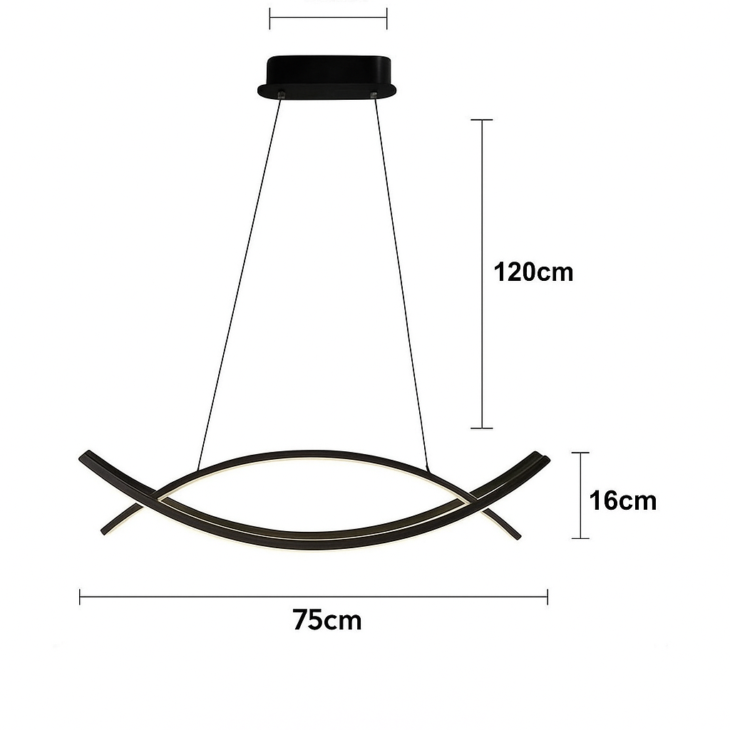 lampadario led universo 3 color lp-27-b3c 42w a sospensione con 2 linee curve - dettaglio 2