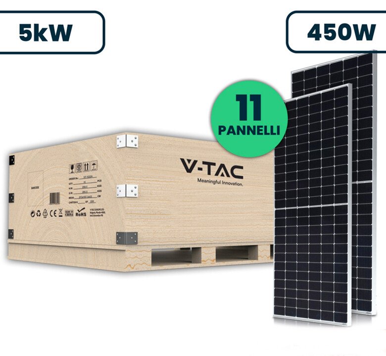 set fotovoltaico v-tac vt-450 4,95 kw con 11 pannelli monocristallini da 450 w - dettaglio 2