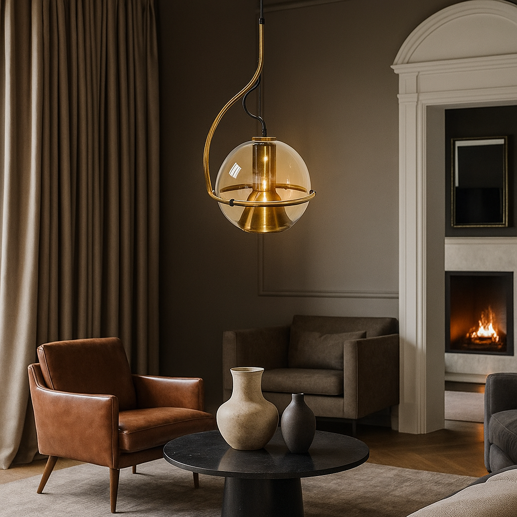 lampadario a sospensione universo gioia gold con vetro orientabile e27 - dettaglio 2