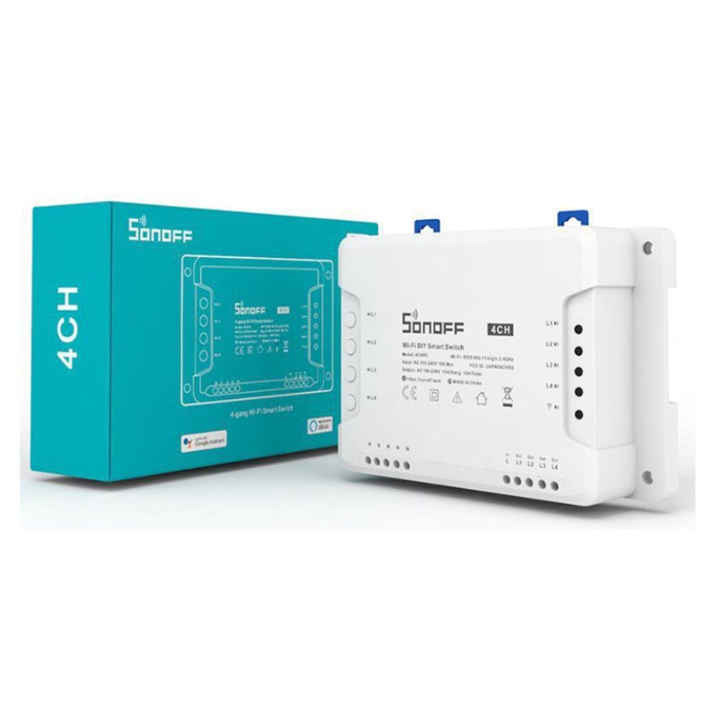 interruttore smart wifi 4 canali sonoff 4chr3 10a