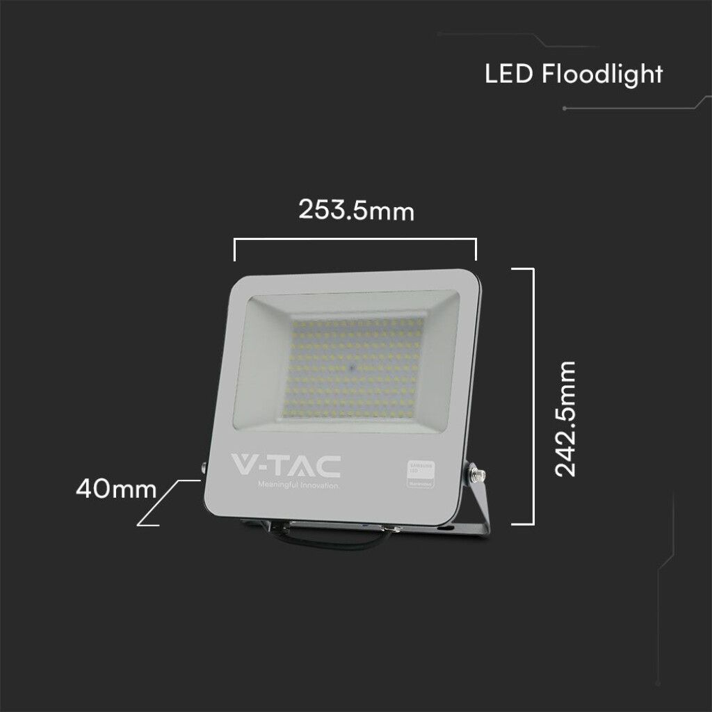 faro led esterno v-tac vt-44104-b 100w samsung 4000k ip65 nero - dettaglio 2
