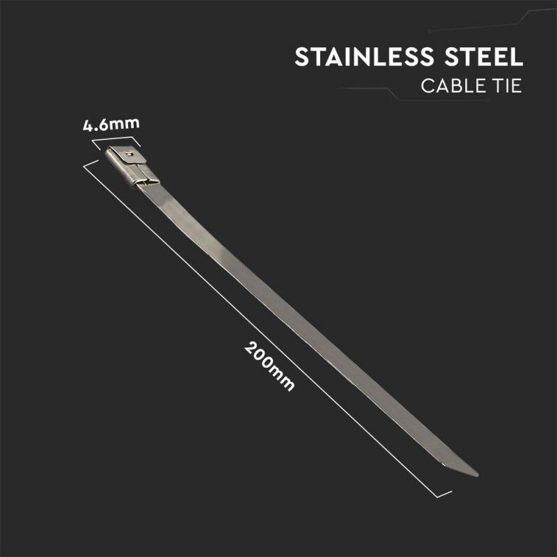 fascetta per cavi v-tac sku 11188 in acciaio inox 304 4,6 x 200 mm - dettaglio 2
