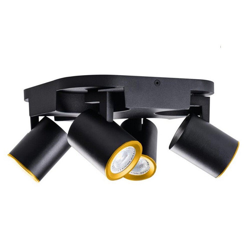 applique da soffitto universo th8805-n 4 faretti orientabili gu10 nero oro - dettaglio 3