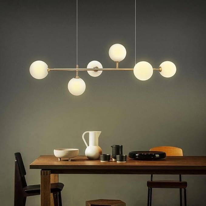 lampadario a sospensione universo a 6 sfere in vetro bronzo con attacco g9