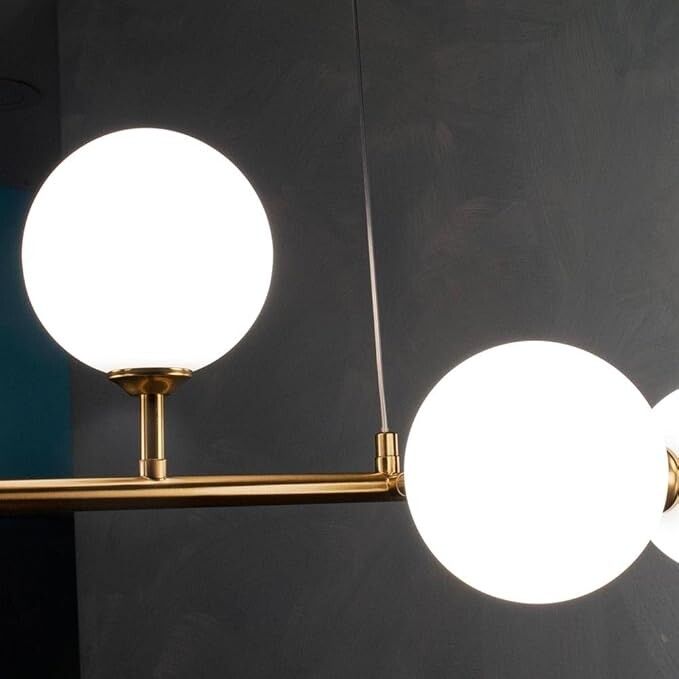 lampadario a sospensione universo a 6 sfere in vetro bronzo con attacco g9 - dettaglio 3