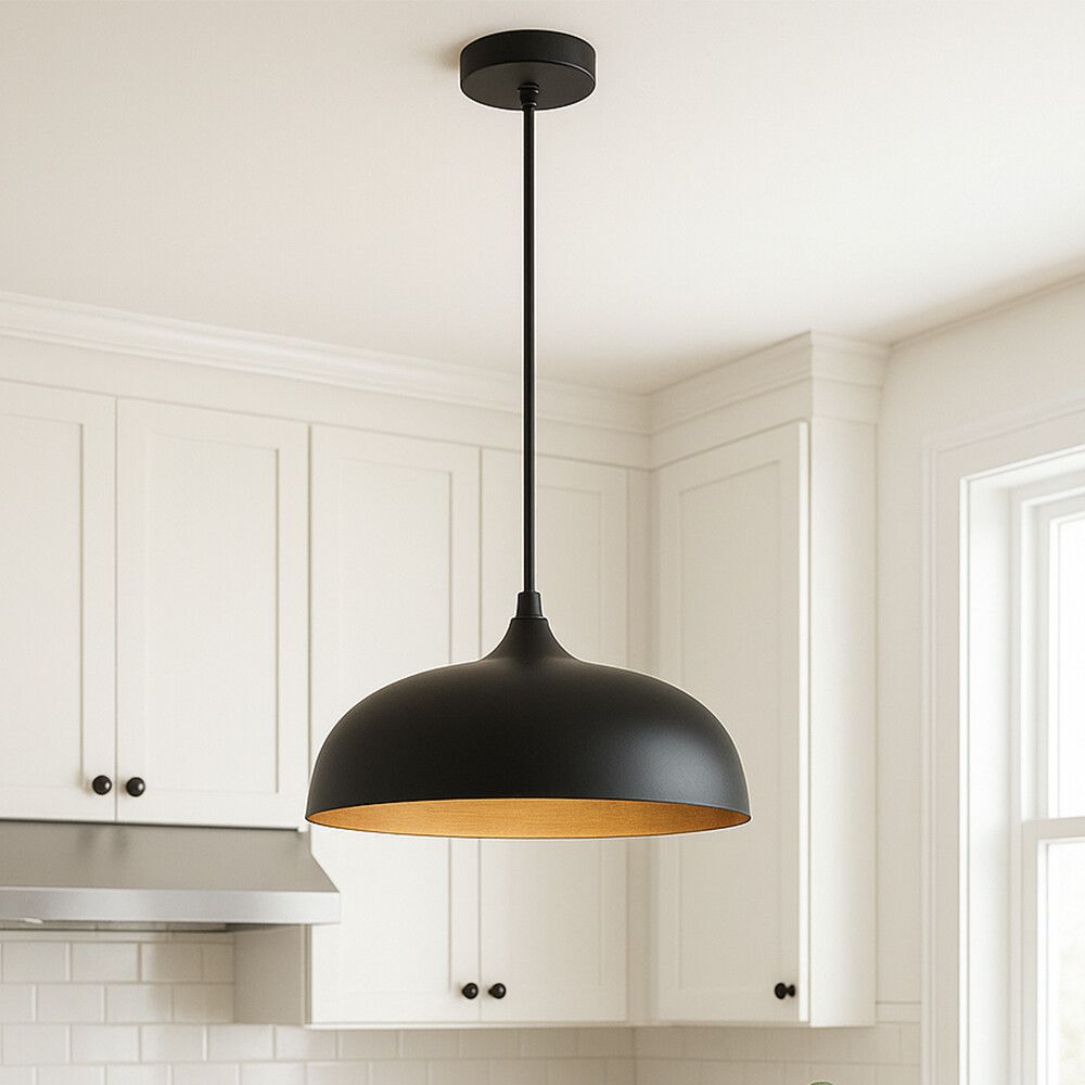 lampadario a sospensione universo b90-n nero oro e27 diametro 35 cm