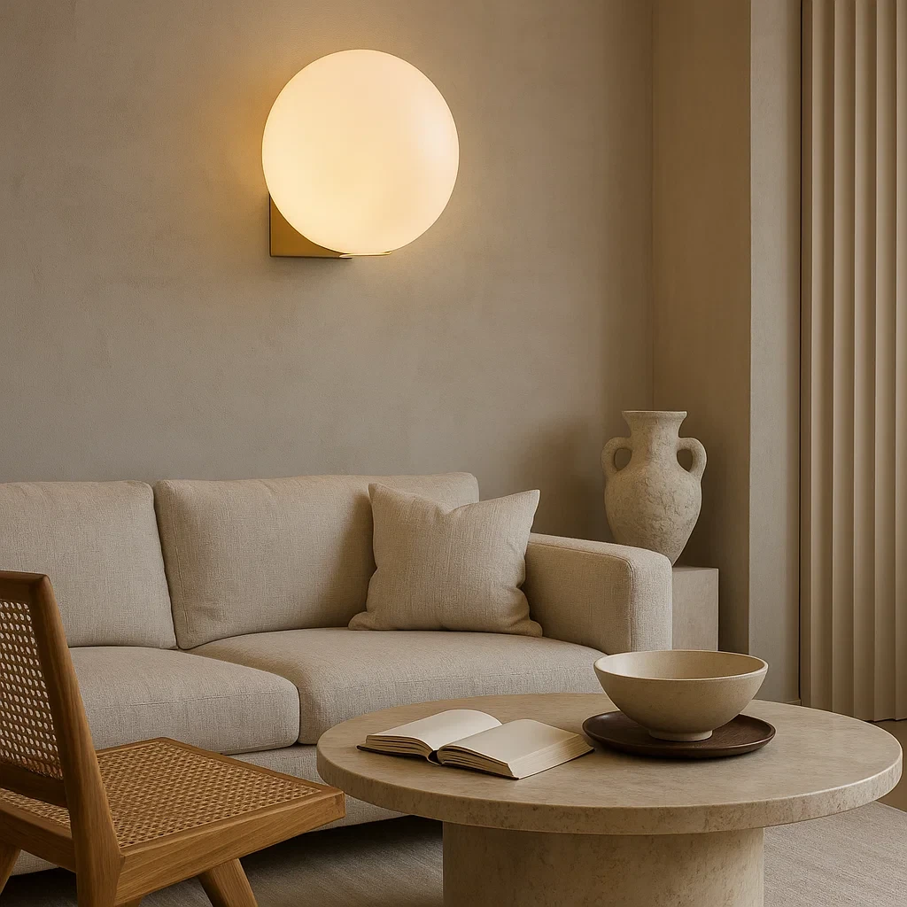 applique da interno universo aq55 oro con sfera opalina e attacco g9