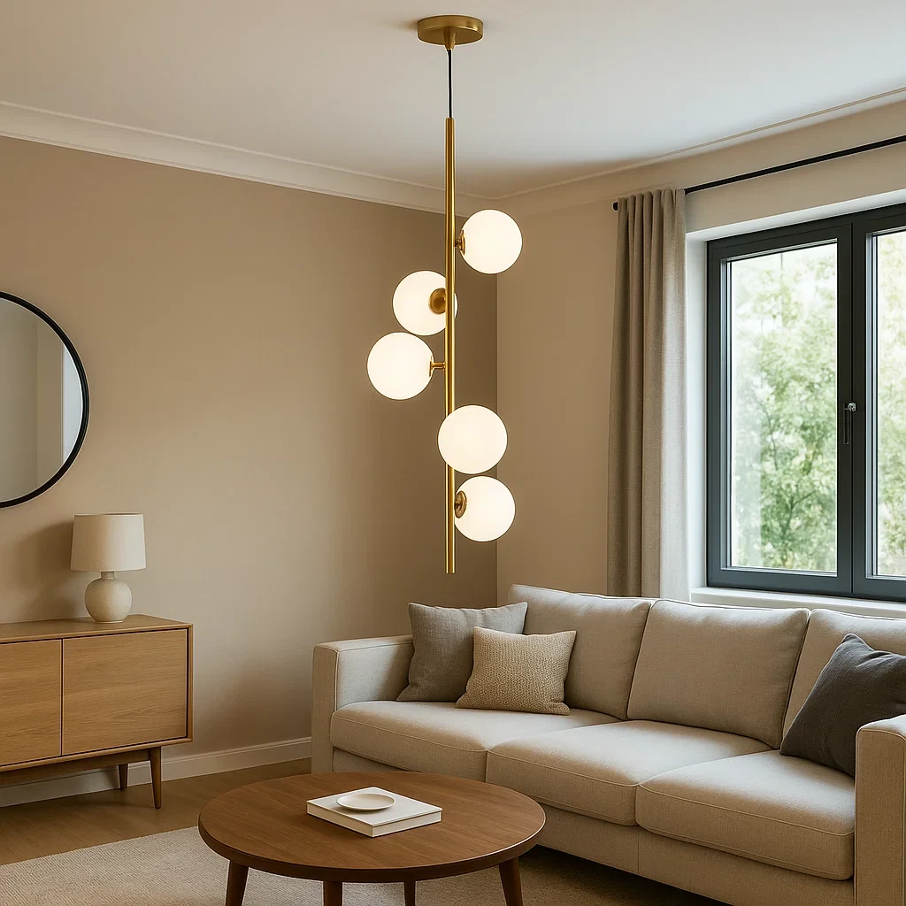 lampadario a sospensione universo a95 5 sfere oro attacco g9