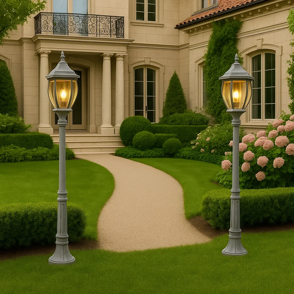 paletto da giardino universo es35-g luxury grigio con attacco e27