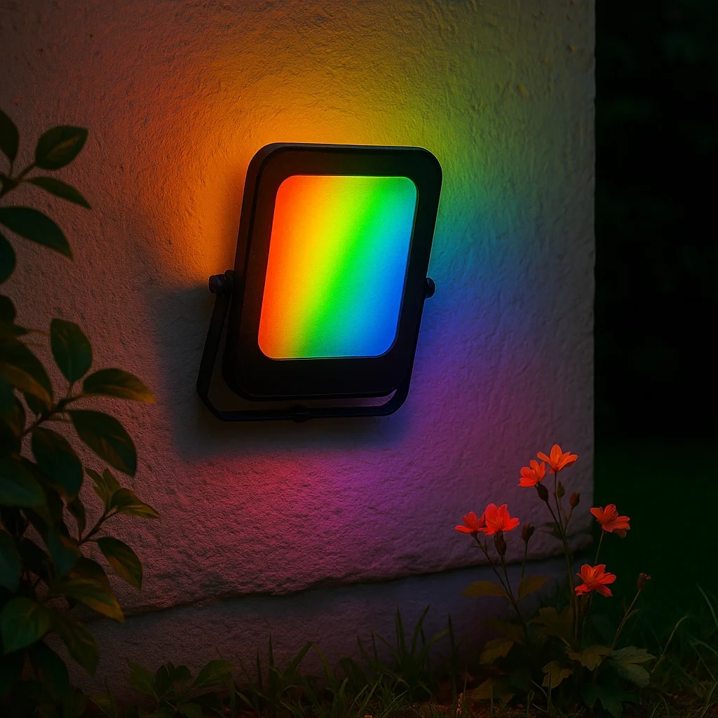 faro led da esterno vivalamp 100w rgb con staffa