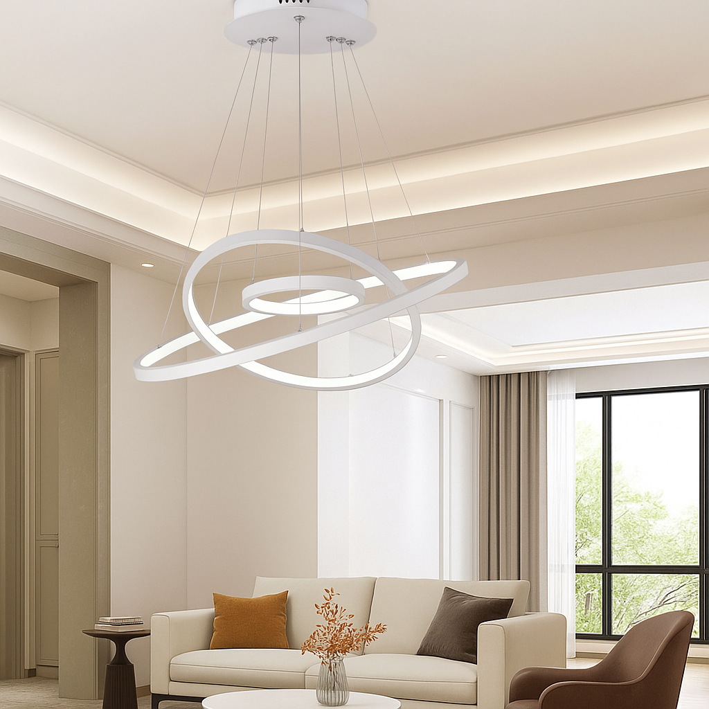 lampadario led universo 3 color a64-3c 51w cct tre anelli bianco