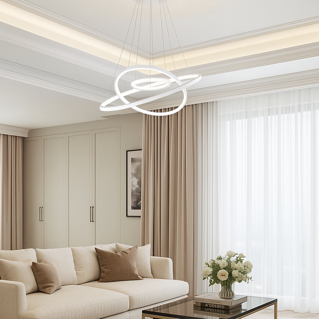 lampadario led universo 3 color a64-3c 51w cct tre anelli bianco - dettaglio 2