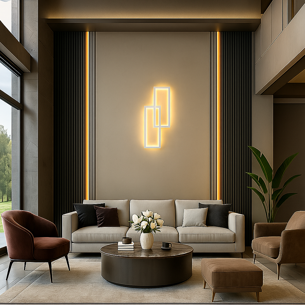 applique led universo 3 color aq25-b3c doppio rettangolo 32w cct