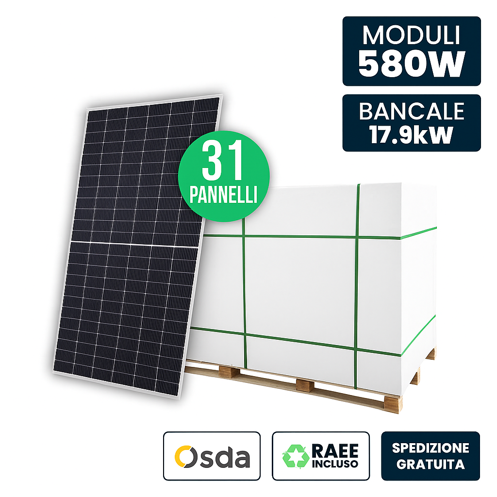 bancale pannelli solari v-tac 1229531 31 moduli 580w topcon
