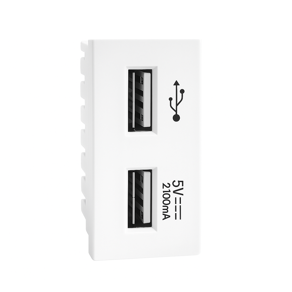doppia presa usb-a bianca atm domotic tera-c-44 5 v 2,1 a