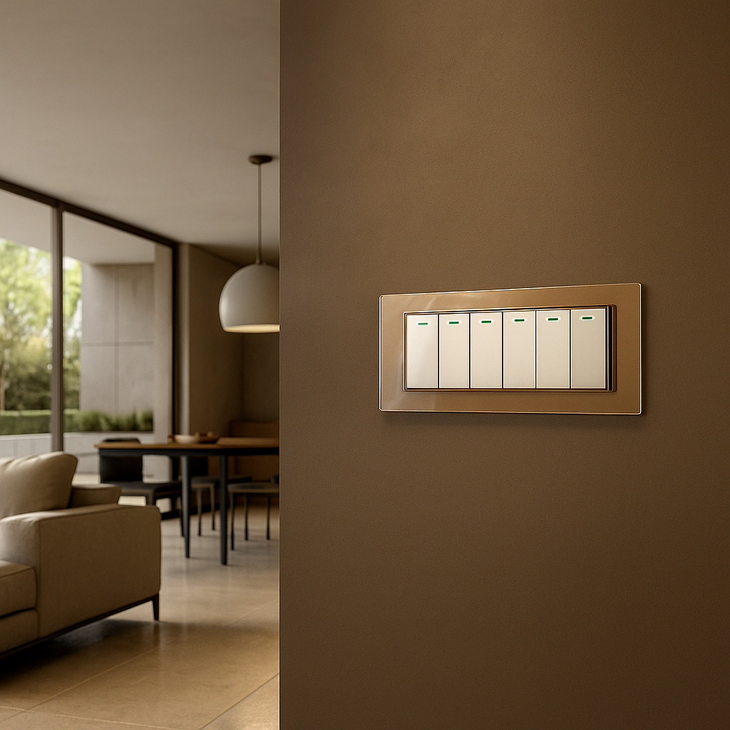 placca atm domotic serie ginevra gold 6 posti in vetro