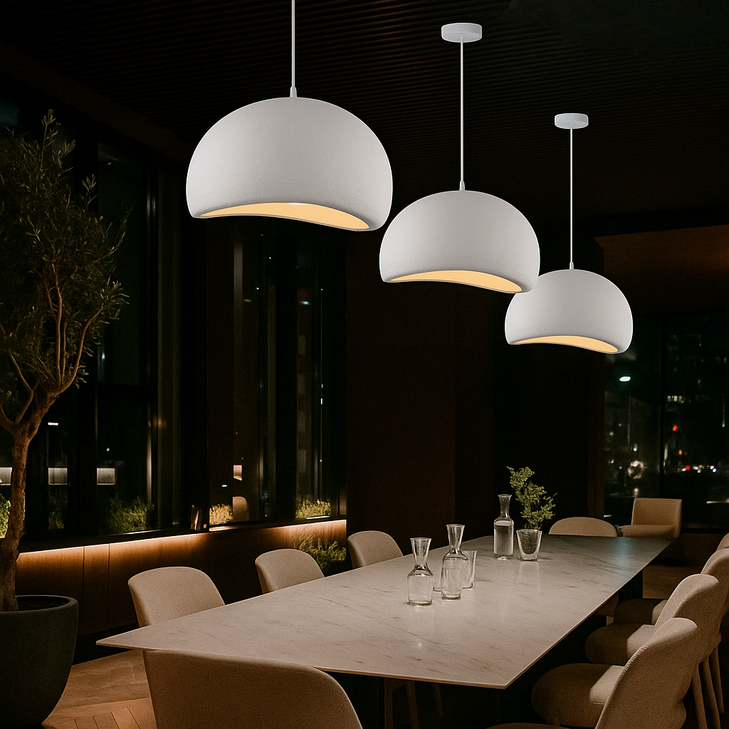 lampadario a sospensione universo b16-bm bianco effetto pietra diametro 50 cm - dettaglio 3