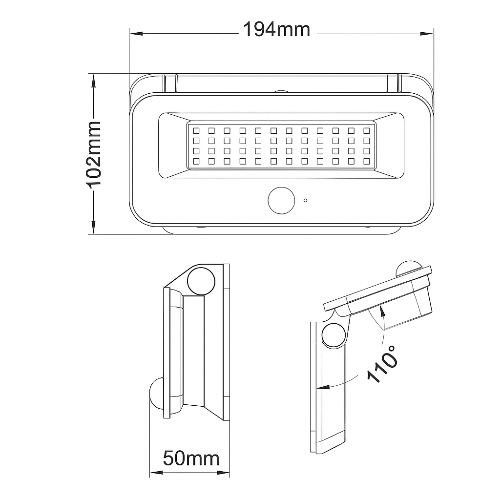 faro led solare universo tk13-50f con sensore pir ip65 - dettaglio 2