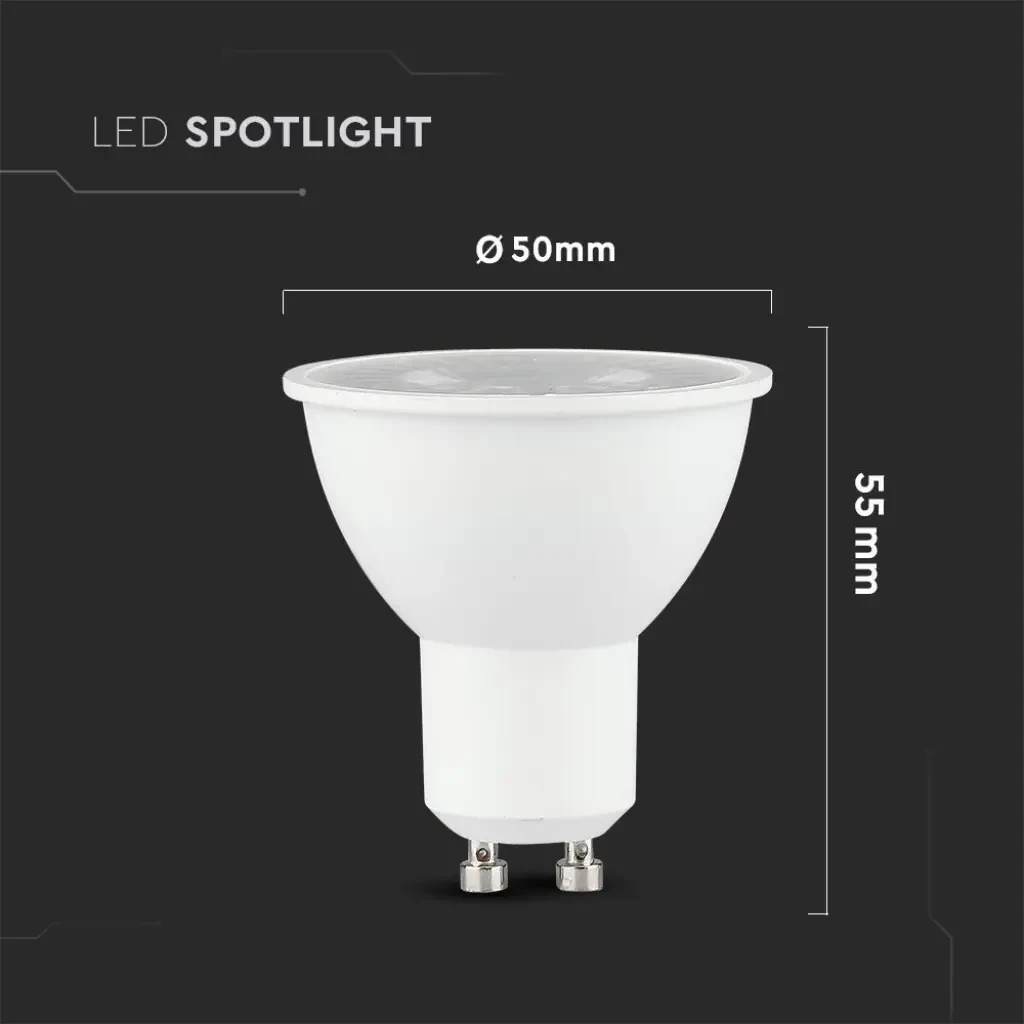 faretto led gu10 v-tac vt-292 cree 7,5w 6500k 110° - dettaglio 3