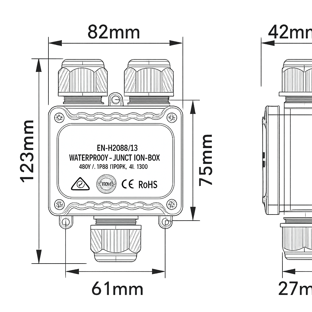 scatola di derivazione stagna ip68 universo ew-3t 1 ingresso 2 uscite - dettaglio 3